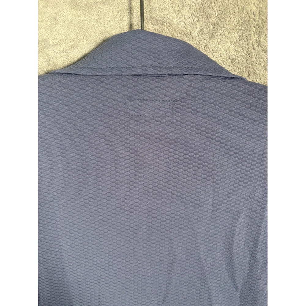 Vintage BC Ethic Mens L Blue Textured Camp Collar Button Up Shirt Loop Collar - Picture 6 of 13